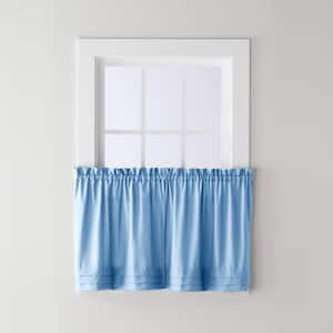 Holden 24 in. L Polyester Tier Curtain in Smoke (2-Pack)