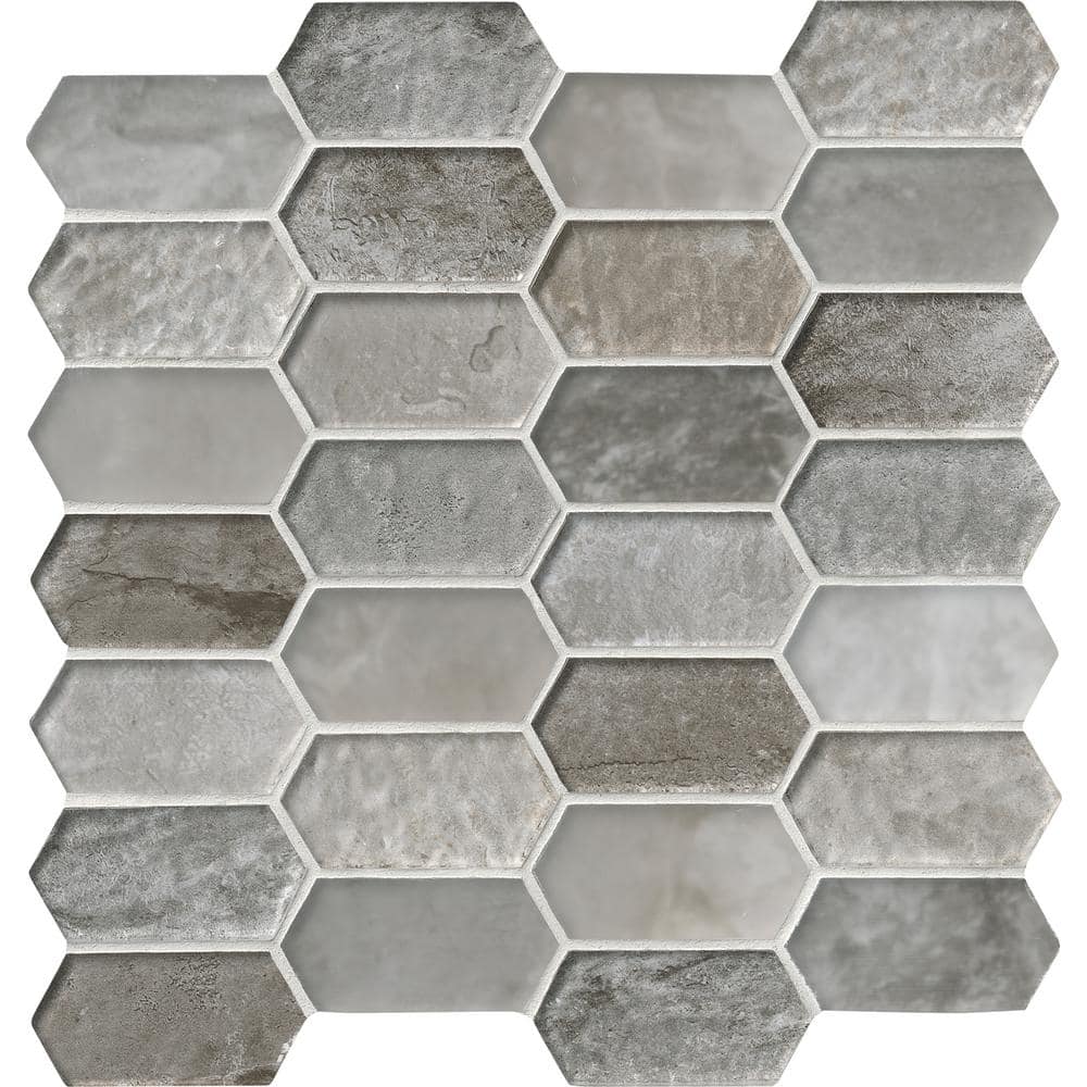 Take Home Tile Sample - Savoy Picket Pattern 4 in. x 4 in. Glass Mesh-Mounted Mosaic Tile price history on PriceWatchPro