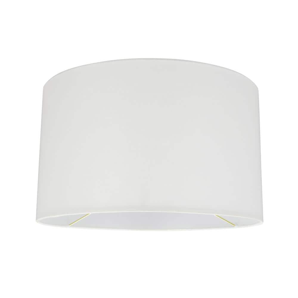 White Faux Linen Drum Barrel Lamp Shade, 17"