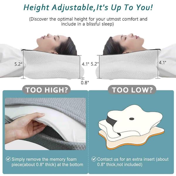 Cervical Neck Pillow for Pain Relief Sleeping, Contour Memory Foam