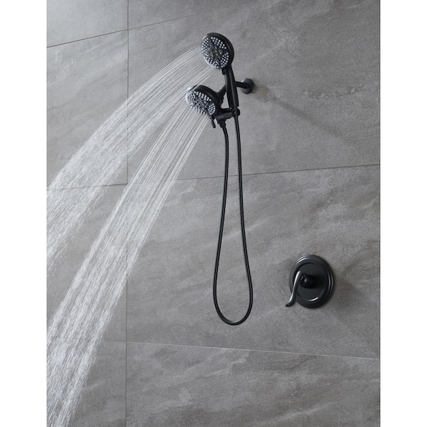Single-Handle 24-Spray Shower Faucet & Handheld Shower Combo Set with 5 in. Shower Head in Matte Black (Valve Included)
