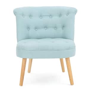 Cicely Tufted Light Blue Fabric Accent Chair