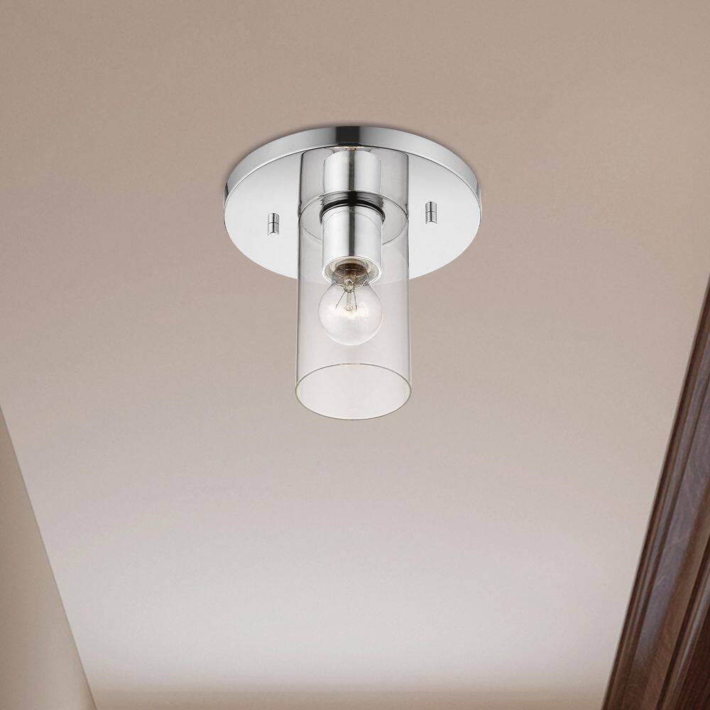 Zurich Polished Chrome 9" Flush Mount with Clear Glass