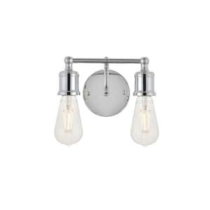 Timeless Home Sofia 8.7 in. W x 5.6 in. H 2-Light Chrome Wall Sconce