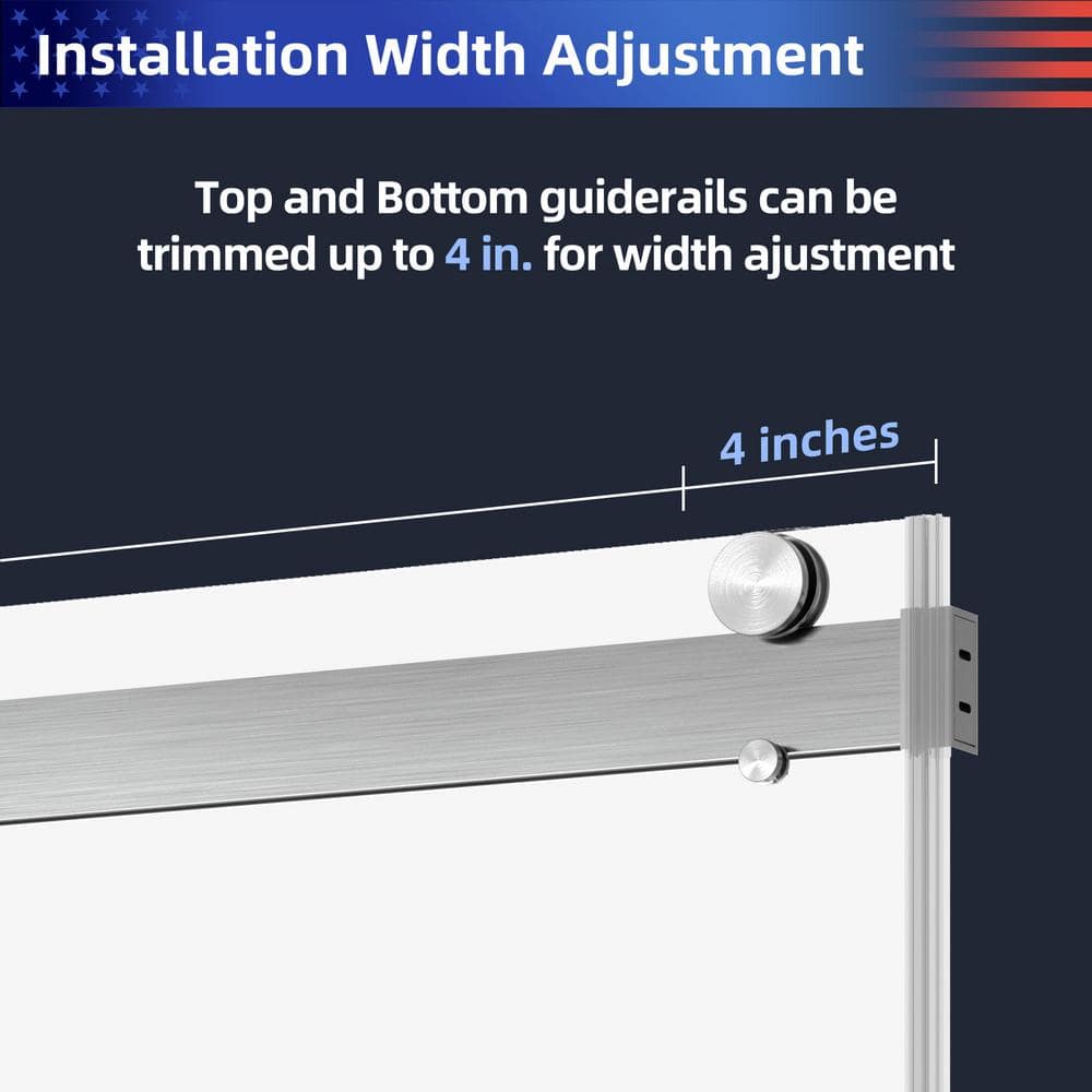 Chrome Frameless Sliding Shower Door with Tempered Glass, 60 x 76 inches