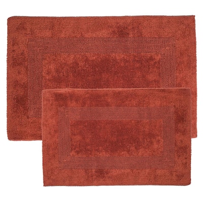 Brick 1 ft. 10 in. x 2 ft. 11 in. Cotton 2-Piece Bath Rug Set