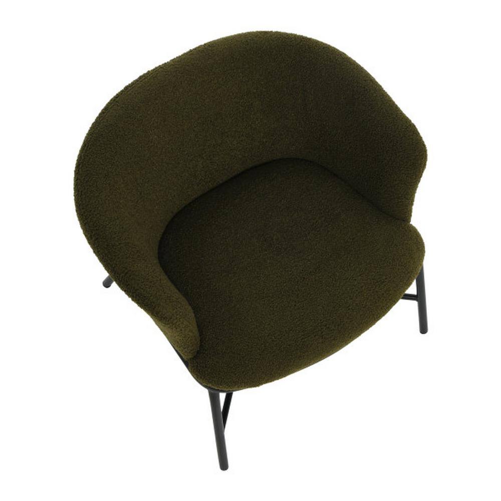 Dark Green Boucle Upholstered Accent Chair with Metal Frame