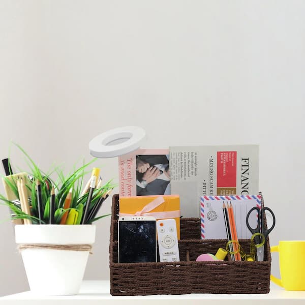 Dark Brown Desk Organizer for Mail and Magazine Storage, 12. 7 in. x 7. 3 in.