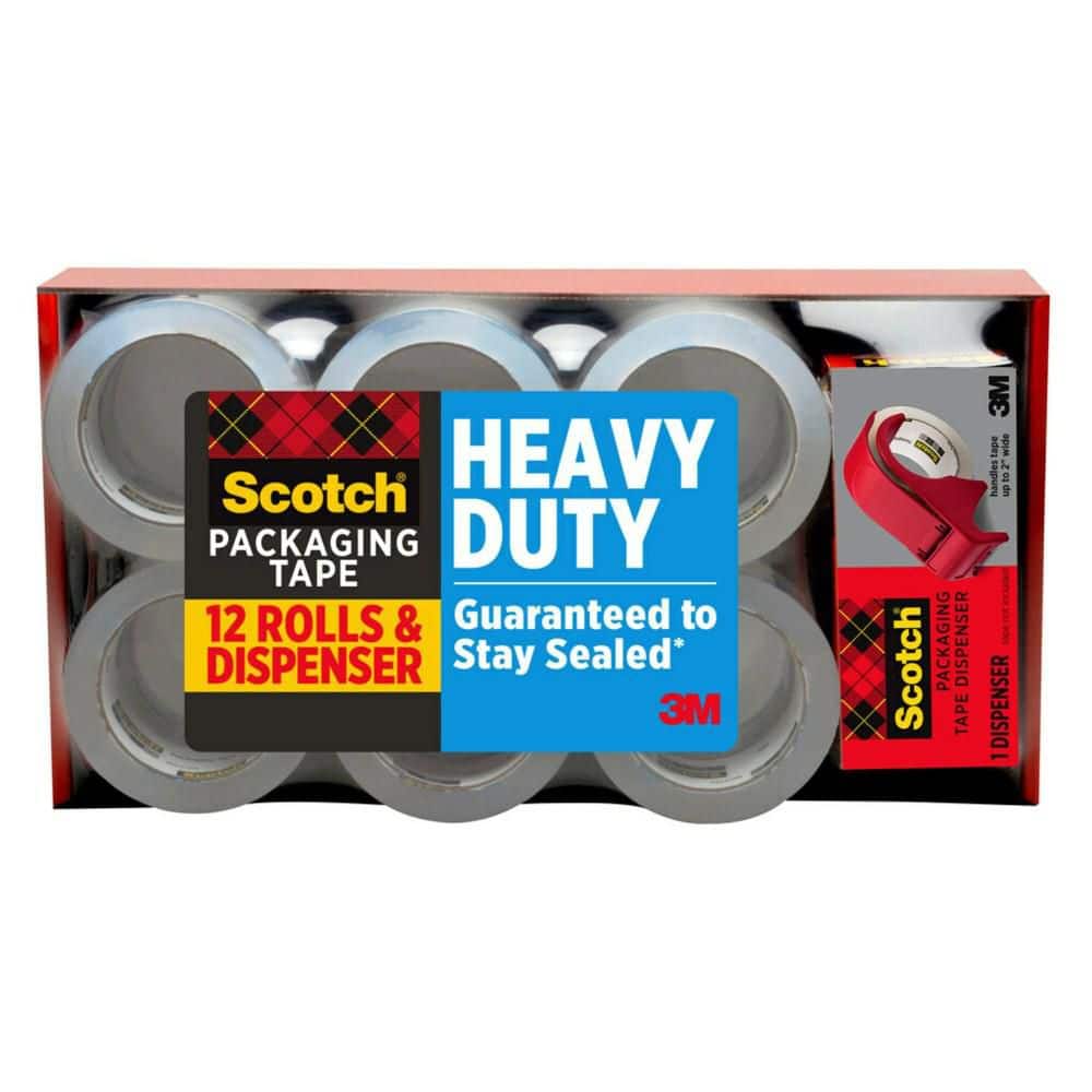 Scotch 1.88 in. x 54.6 yds. Heavy Duty Shipping Tape (12-Rolls with Dispenser)