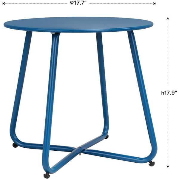 Unbranded Peacock Blue Round Metal Outdoor Side Table