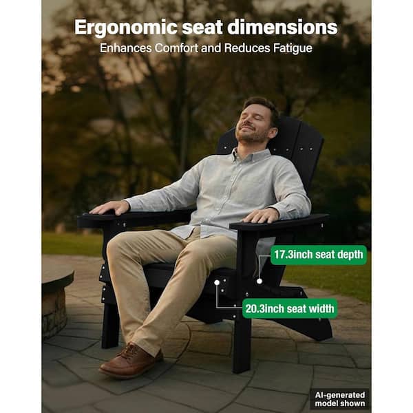 Mximu Oversized Black HIPS Plastic Outdoor Folding Adirondack