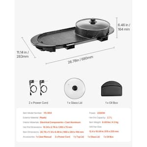 2200W 2-in-1 Electric Smokeless Indoor Grill & Hot Pot