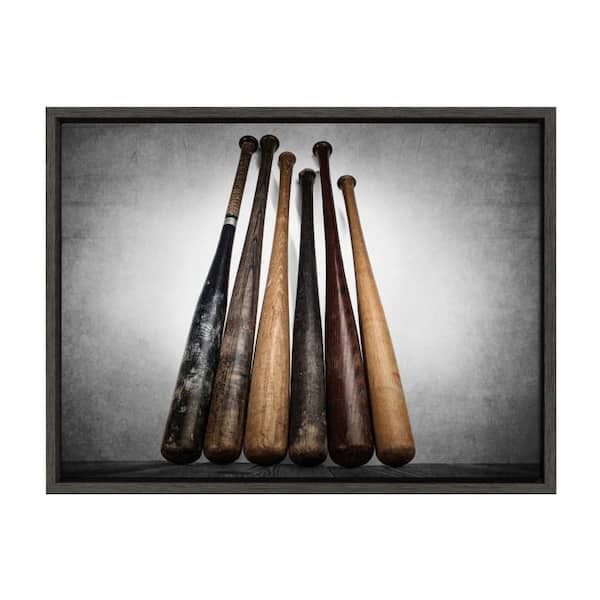 DesignOvation Sylvie "Six Vintage Baseball Bats" by Saint and Sailor Studios 24 in. x 18 in. Framed Canvas Wall Art