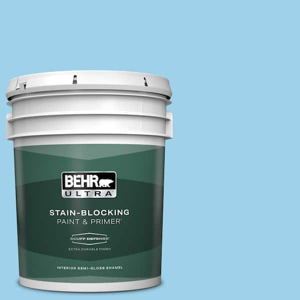 BEHR ULTRA 5 gal. #P500-3 Spa Blue Extra Durable Semi-Gloss Enamel Interior Paint & Primer