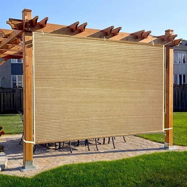 6 ft. x 5 ft. Garden Shade Fabric Adjustable Vertical Side Wall Panel for  Patio/Pergola/Window, Wheat