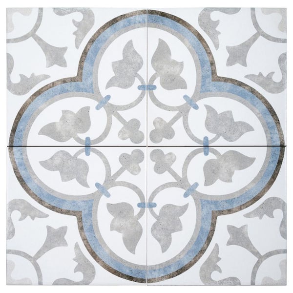 Luv Passion Blue 8 in. Encaustic Patterned Matte Porcelain Wall and Floor Tile (8.17 sq. ft./Case)