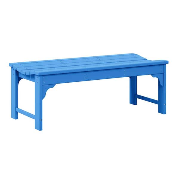 WESTIN OUTDOOR Mason Outdoor Patio All-Weather Fade Resistant HDPE Poly Plastic Backless Garden Bench in Pacific Blue