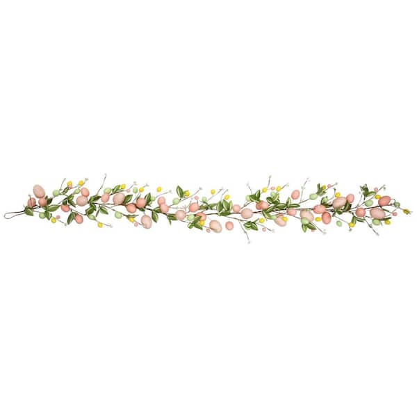 6 ft.-Pink Easter Eggs and Flower Buds Artificial Garland