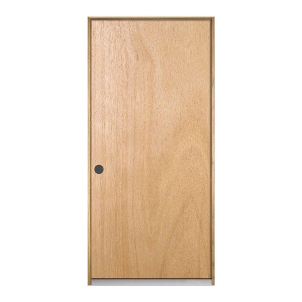 JELD-WEN 30 in. x 80 in. Unfinished Right-Hand Flush Solid Core Hardwood Single Prehung Interior Door