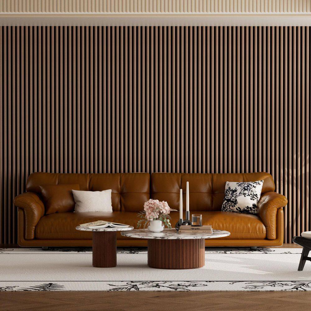 Wall Panelling Rounded Mlfortlife Brown 0.83 in. x 1.97 ft. x 3.94 ft. Half Round Slat ...