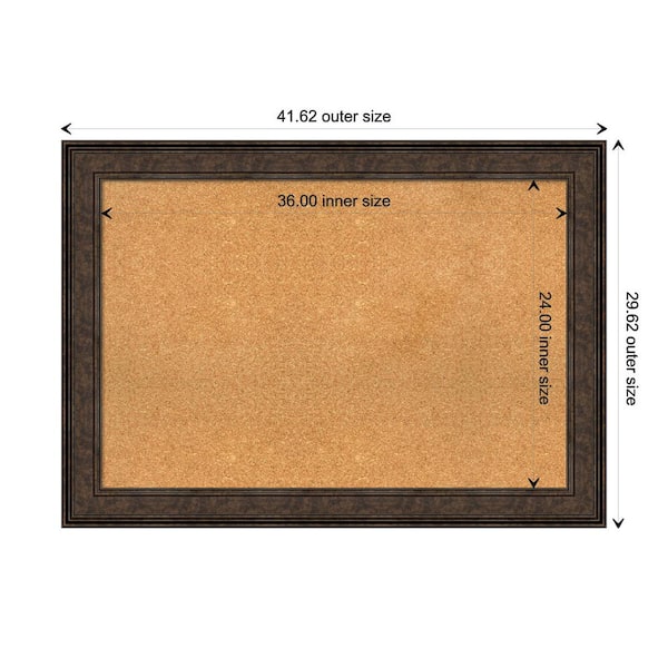 Amanti Art Ridge Bronze 41.62 in. x 29.62 in. Framed Corkboard