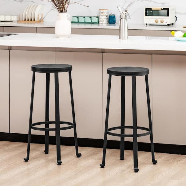 Black round store bar stools