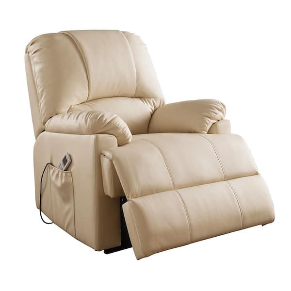 Ixora Beige Leatherette Power Lift Massage Recliner