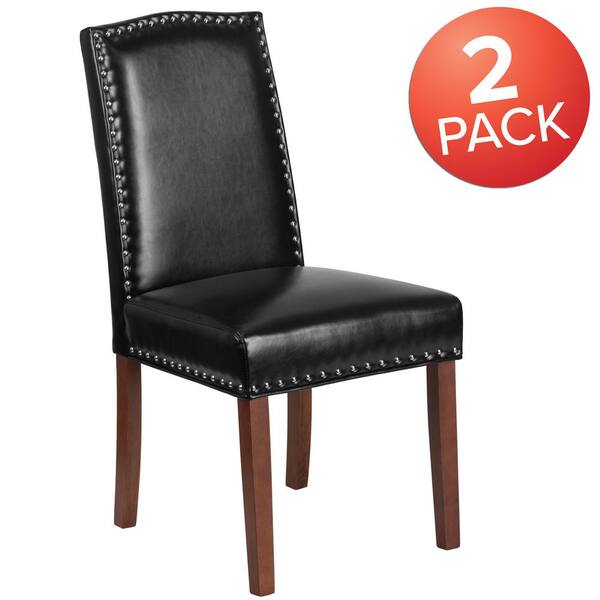 black leather parsons chair