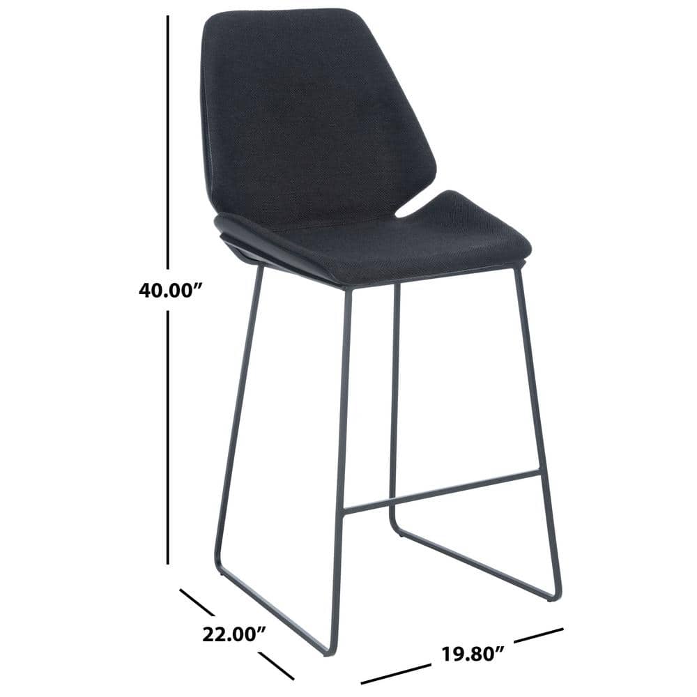 Modern Saddle Style Black Wood and Metal Counter Stool