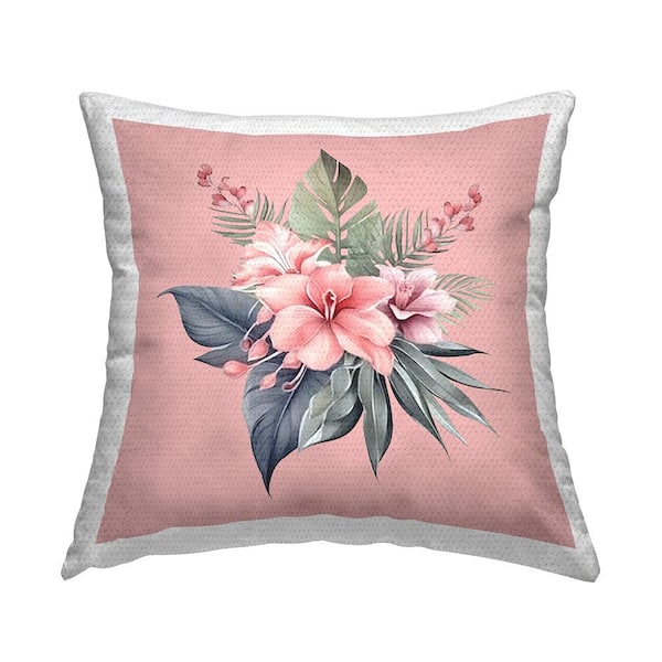 Stupell Industries Hibiscus on Pink Pink Square Outdoor Throw Pillow