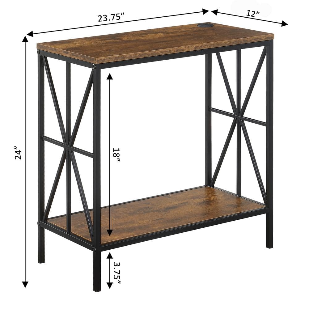 Tucson Starburst 24" Barnwood Chairside End Table with USB Charging Station