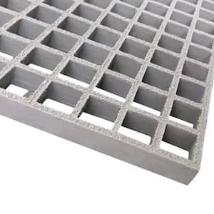 Fiberglass Molded Grating Composite for Floors Outdoor Drain Cover, 1.5x1.5x1in, 10.6x10.6ft, Gray, Gritted