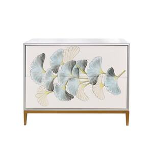 Pearl Silver/Ivory Nightstand Sideboard with 2-Drawers