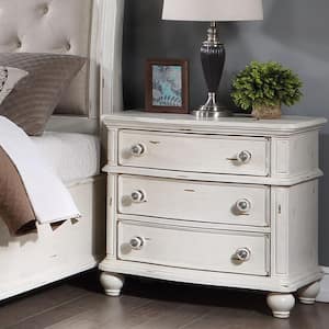 Jaqueline Antique White Finish 3 - Drawer 19 in. W Nightstand