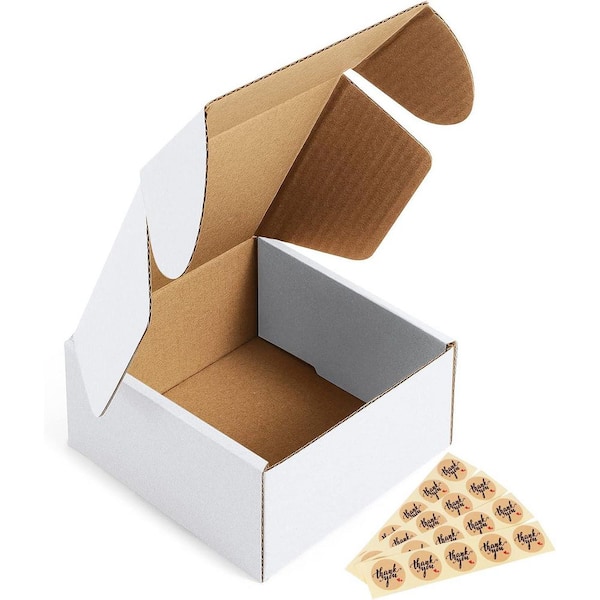 Unbranded 4x4x2 Inch White Corrugated Cardboard Small Shipping Boxes 50 Pack with Stickers Lightweight Sturdy Durable