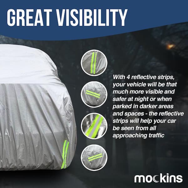 Mockins 190 x 75 x 72 Heavy Duty 190T Polyester Silver SUV Car Cover -  Breathable & Waterproof 