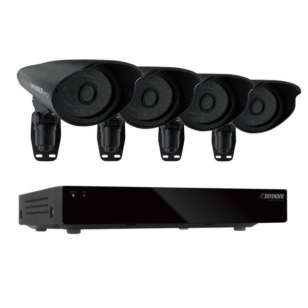 Defender Connected 4-Channel D1 1TB Surveillance System with (4) 600TVL Cameras