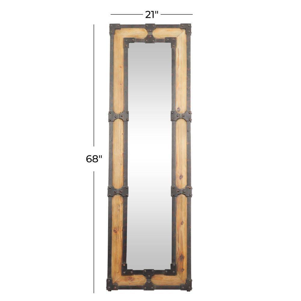 Rustic Brown Wood Full-Length Rectangular Floor Mirror