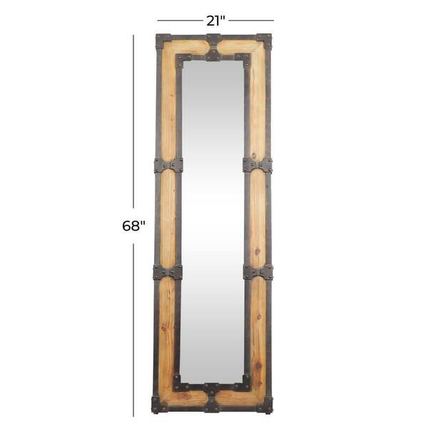 DecMode Set of 2 Rustic Wooden Wall Mirror, Brown