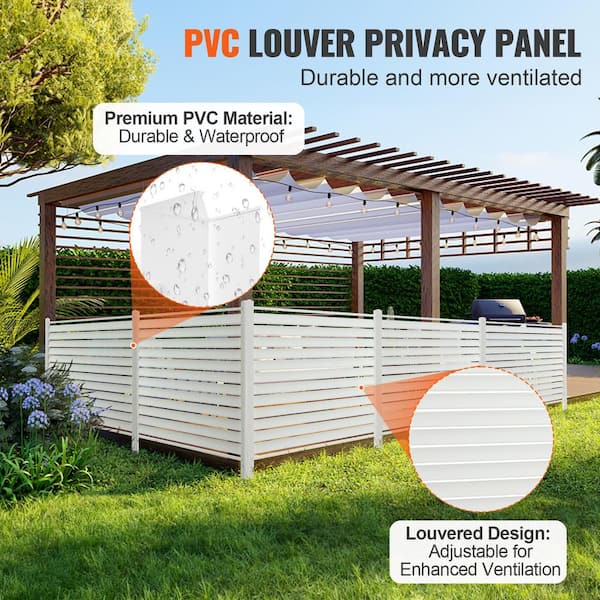 VEVOR 48in x 48in Vinyl Privacy Fence Panels - Louvered Outdoor Screens Kit