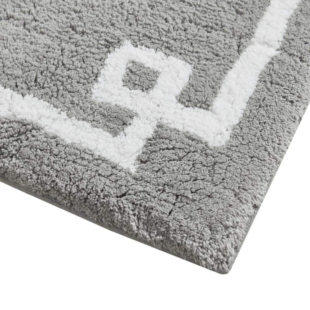 Evan 40" x 24" Gray Cotton Tufted Bath Rug