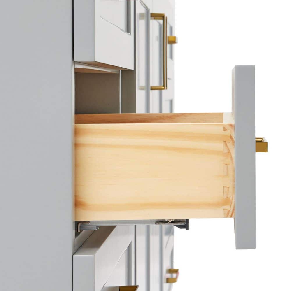 Taylor 66" Gray Single Freestanding Vanity Cabinet with Gold Hardware