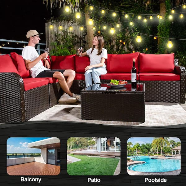 Cesicia 7-Piece Wicker Outdoor Sectional Sofa Set Patio