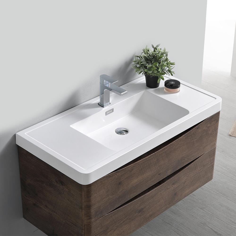 Tuscany 40" Rosewood Wall Mount Vanity with Acrylic Sink