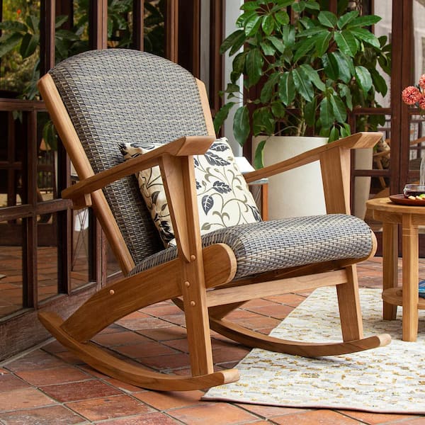 Cambridge Casual Cambridge Casual Auburn Upholstered Teak Outdoor Rocking Chair