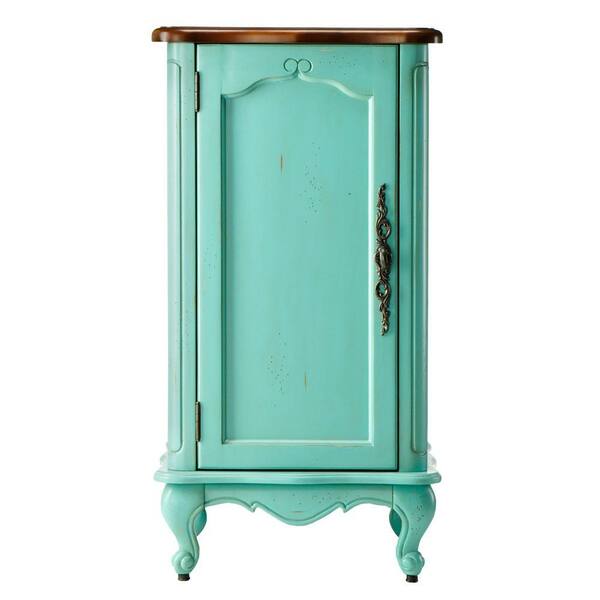 Home Decorators Collection Provence 18 in. W x 34 in. H x 16 in. D Bathroom Linen Storage Floor Cabinet in Blue