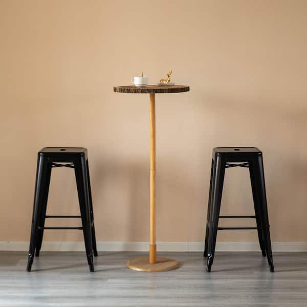 30 in. Backless Non-Upholstered Metal Bar Stool Stackable Heavy-Duty Counter-Height Chair, Black (Set of 4)