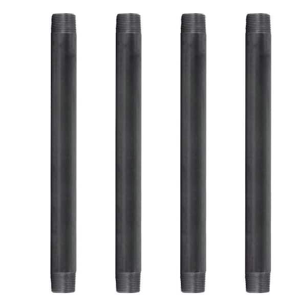 PIPE DECOR 1 in. x 14 in. Black Industrial Steel Grey Plumbing Pipe (4-Pack)