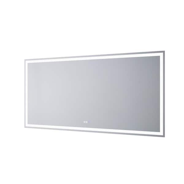 ANGELES HOME 72 in. W x 36 in. H Lager Rectangular Frameless Wall Bathroom Vanity Mirror with Anti Fog,Dimmable,Front-Lighted,Backlit