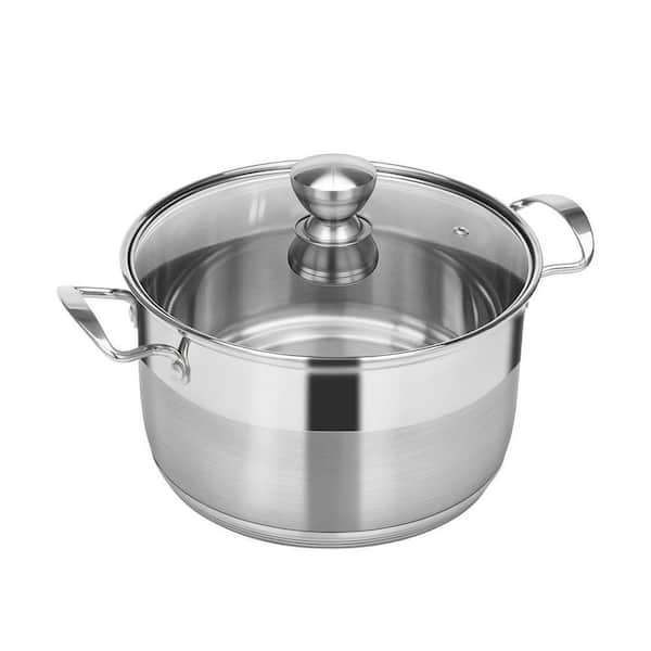 Stainless Steel Stock Pot - 12 qt. Large Cooking Pot with Lid for Pasta, Soup, Nonstick Thick Base Deep Stockpot